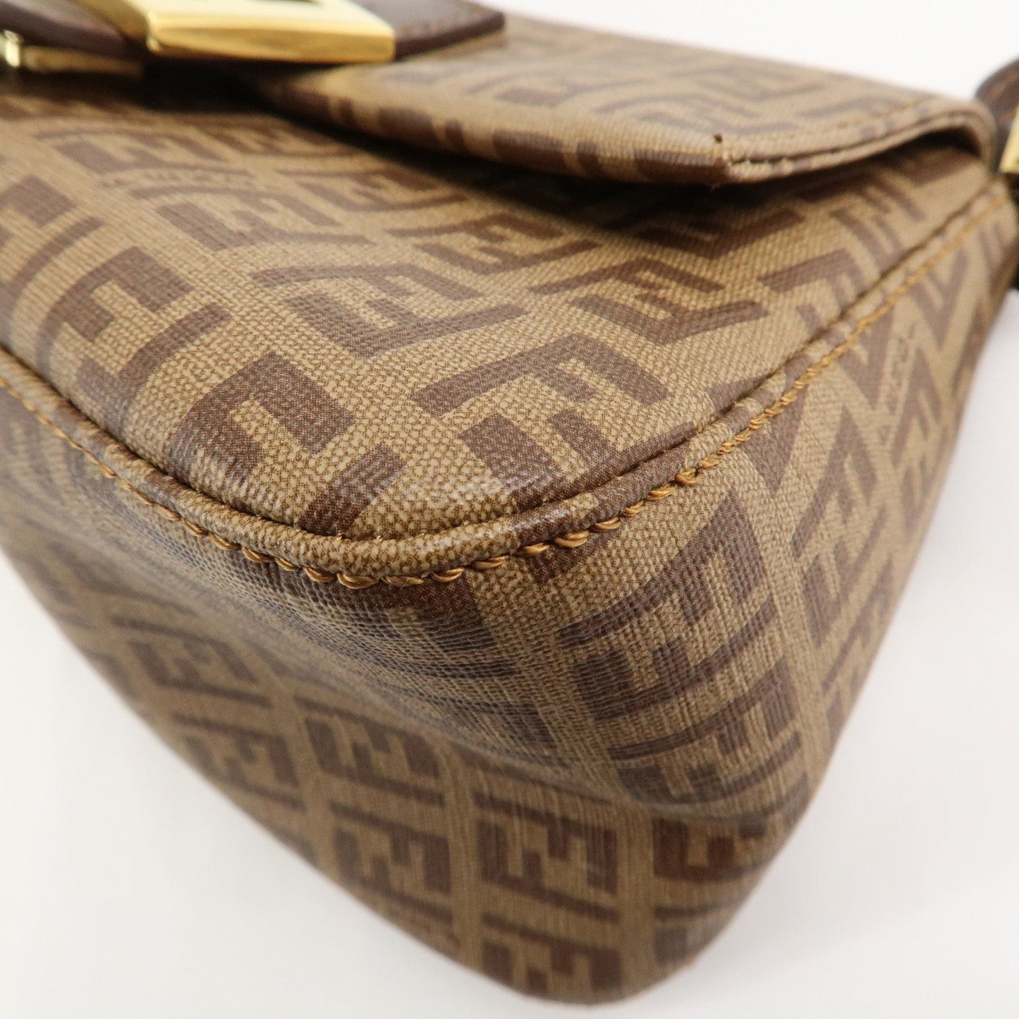 FENDI Zucchino Mini Mamma Baguette PVC Leather Hand Bag 8BR180