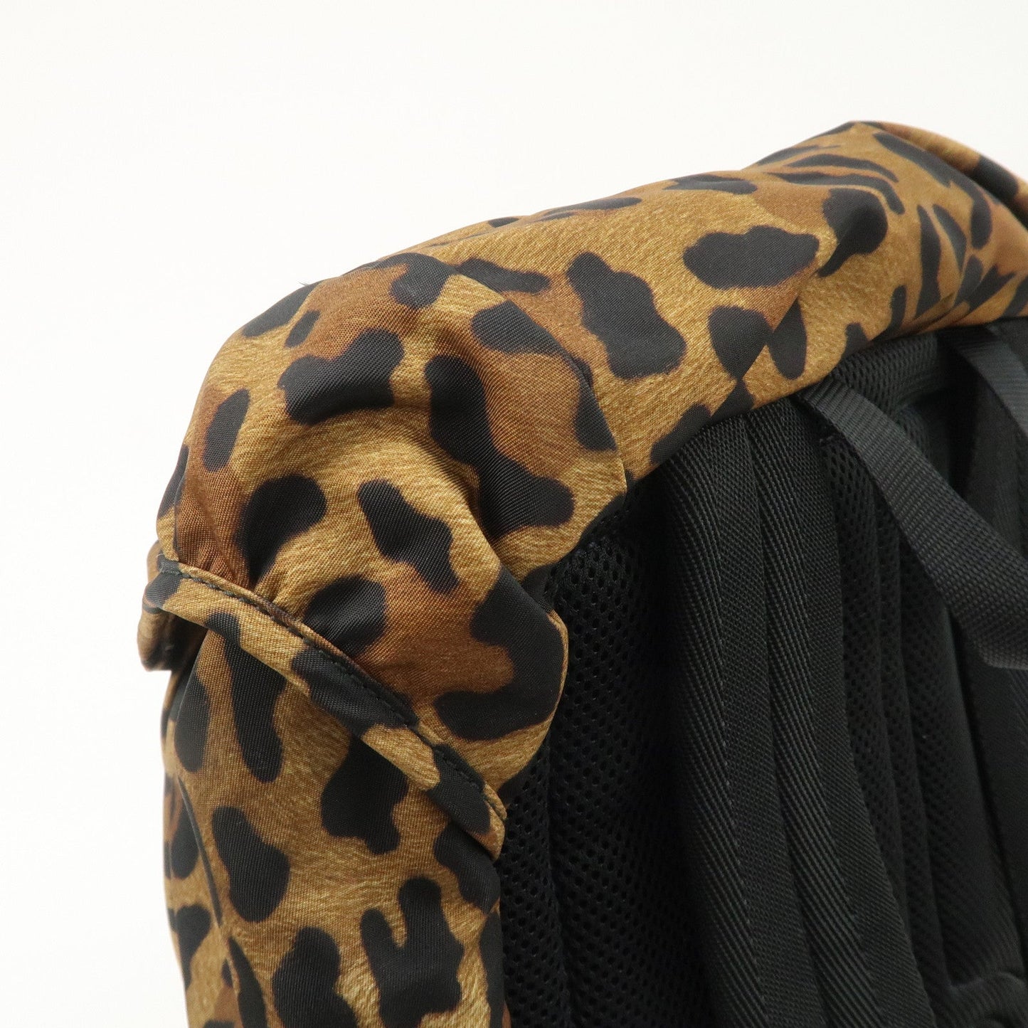 PRADA Nylon Leopard Print Back Pack Brown Black 2VZ062