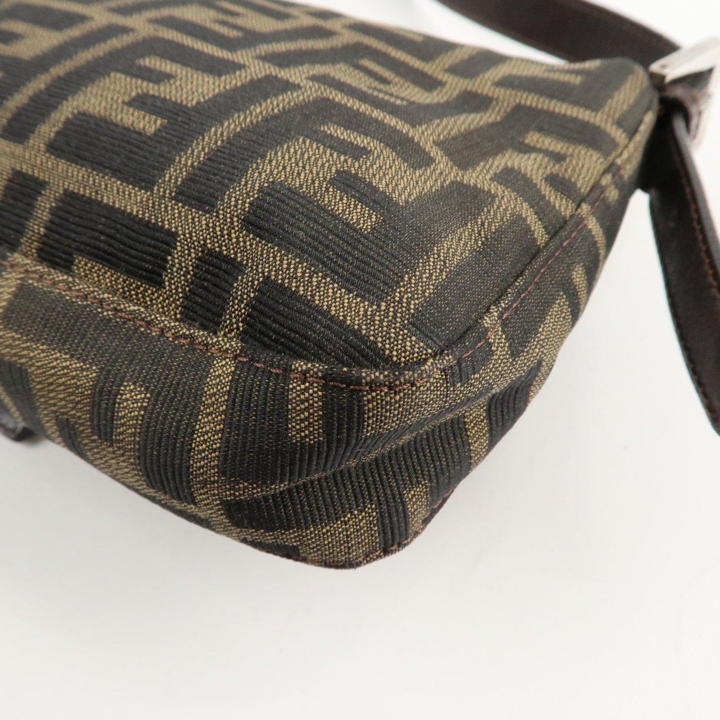 FENDI Mamma Bagguette Zucca Canvas Leather Shoulder Bag 26424