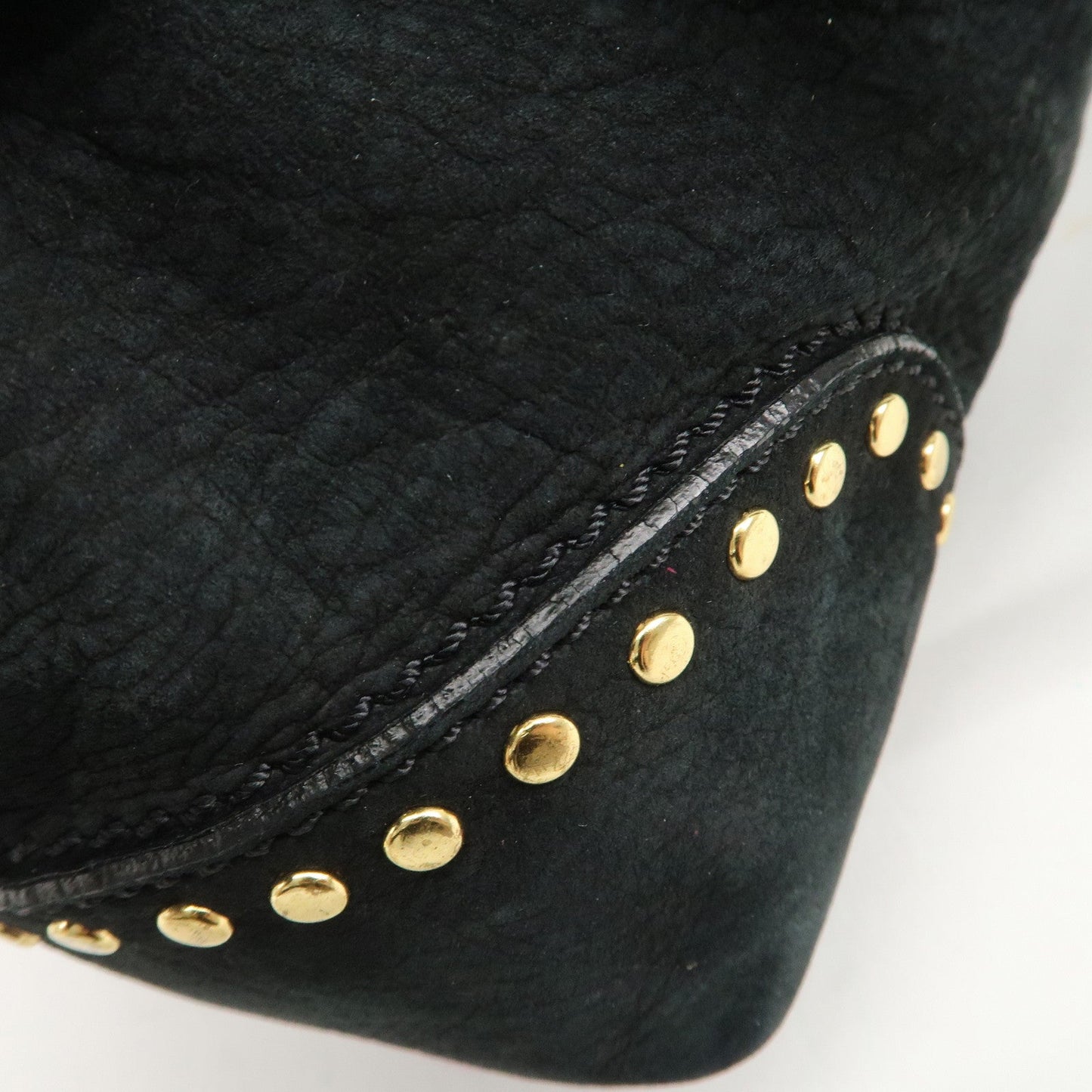 FENDI Suede Studs Mini Boston Bag Black 8BL076