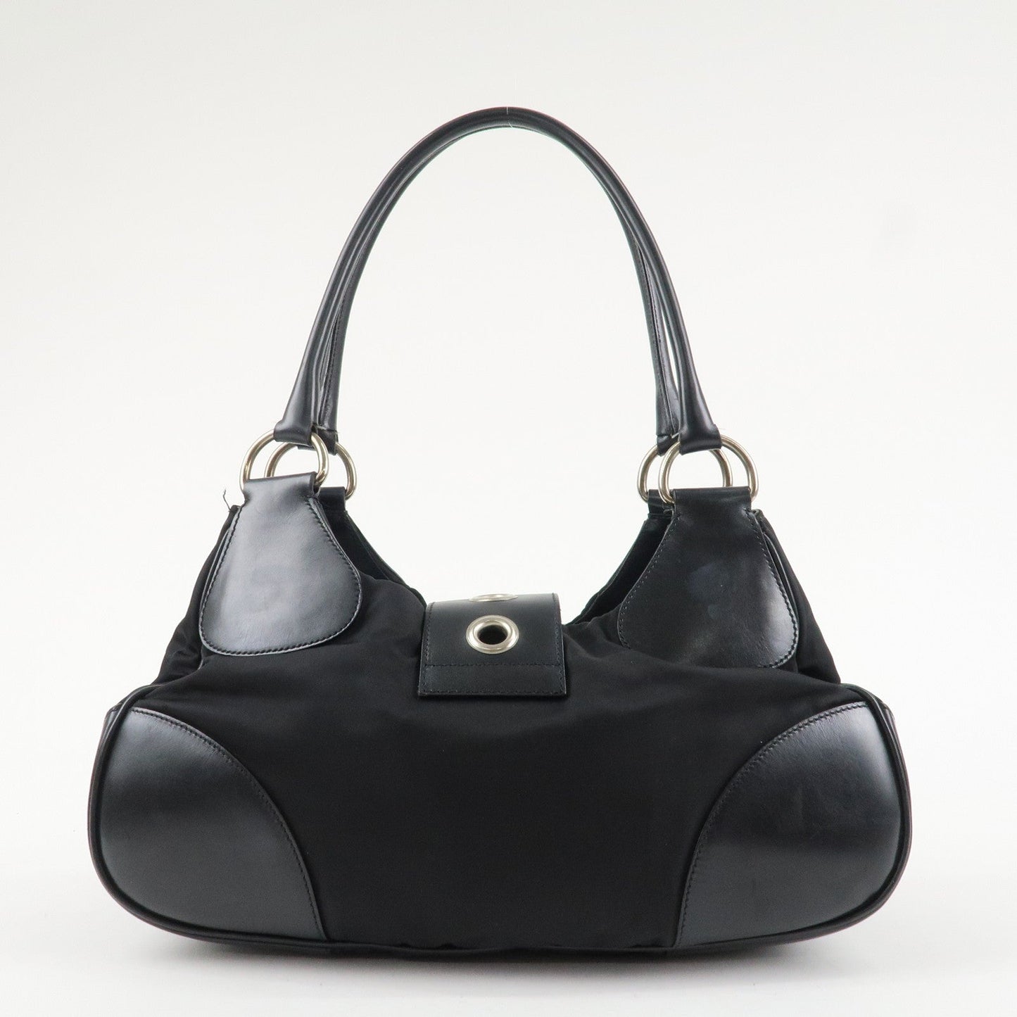 PRADA Moon Silhouette Shoulder Bag Hand bag Black Silver HDW BR0828