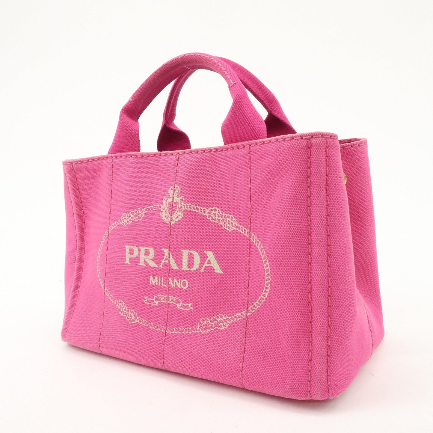 PRADA Logo Canapa Mini Canvas Tote Bag Hand Bag Pink BN2439