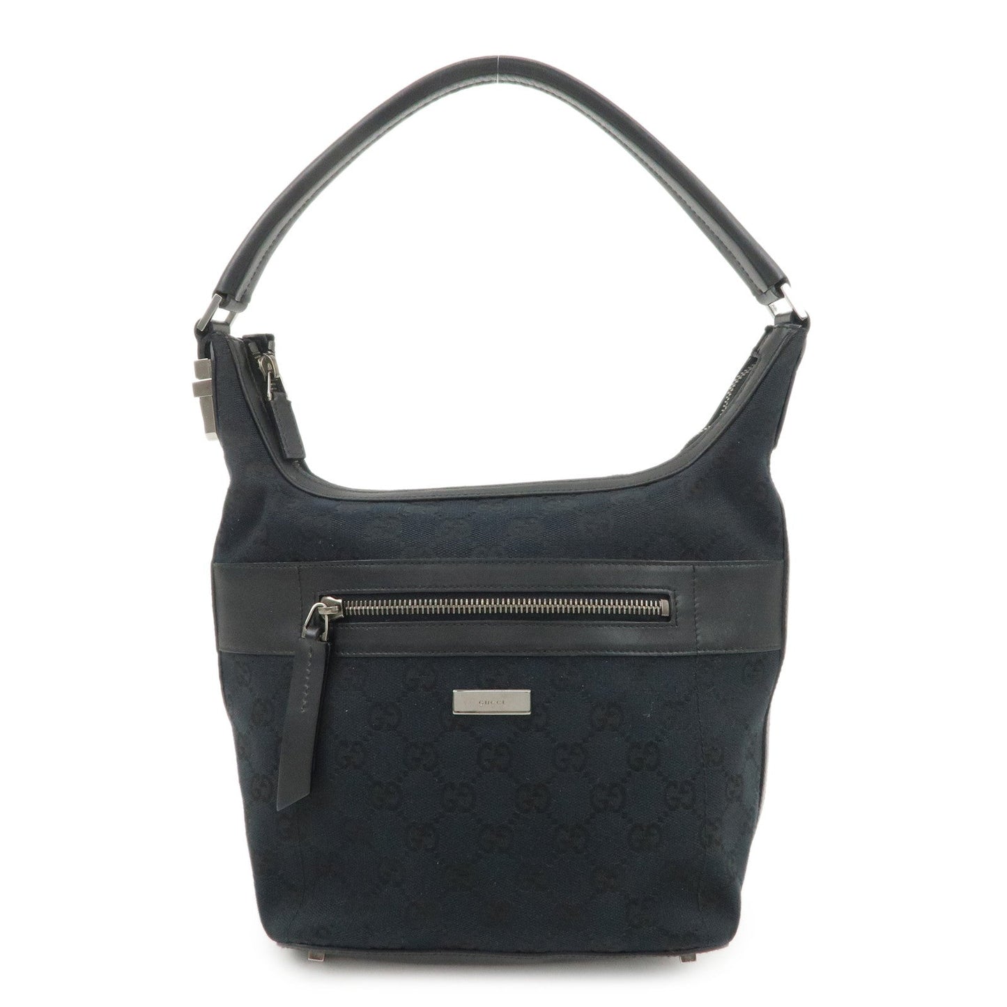 GUCCI GG Canvas Leather Shoulder Bag Hand Bag Black 001.4299