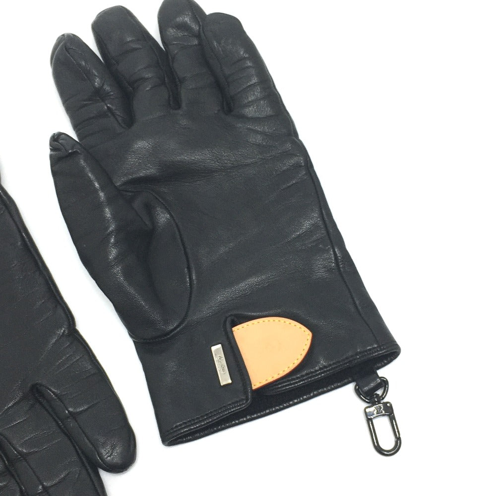 LOUIS VUITTON Glove MP2429 Cashmere, Leather black Gon LV staples Edition Women 9