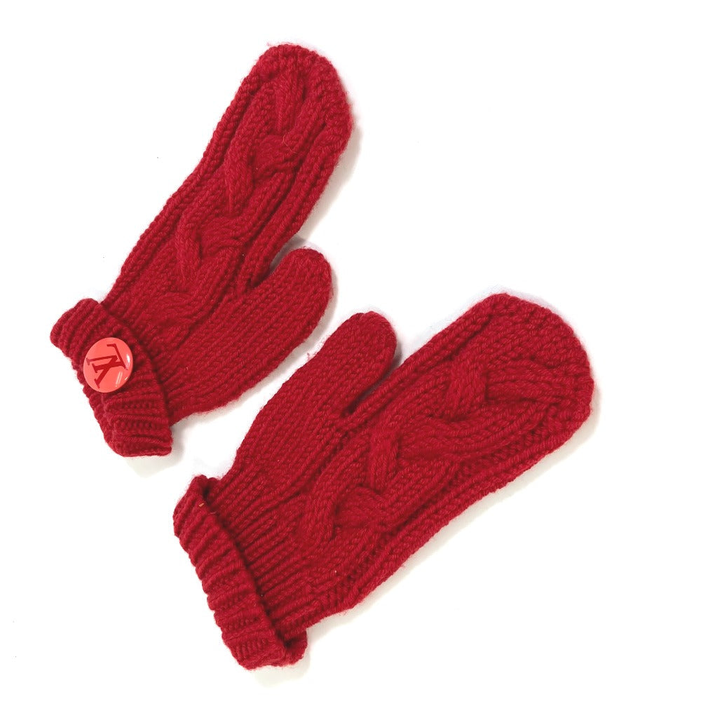 LOUIS VUITTON gloves wool Red Can Badge Morphle Constance unisex(Unisex)