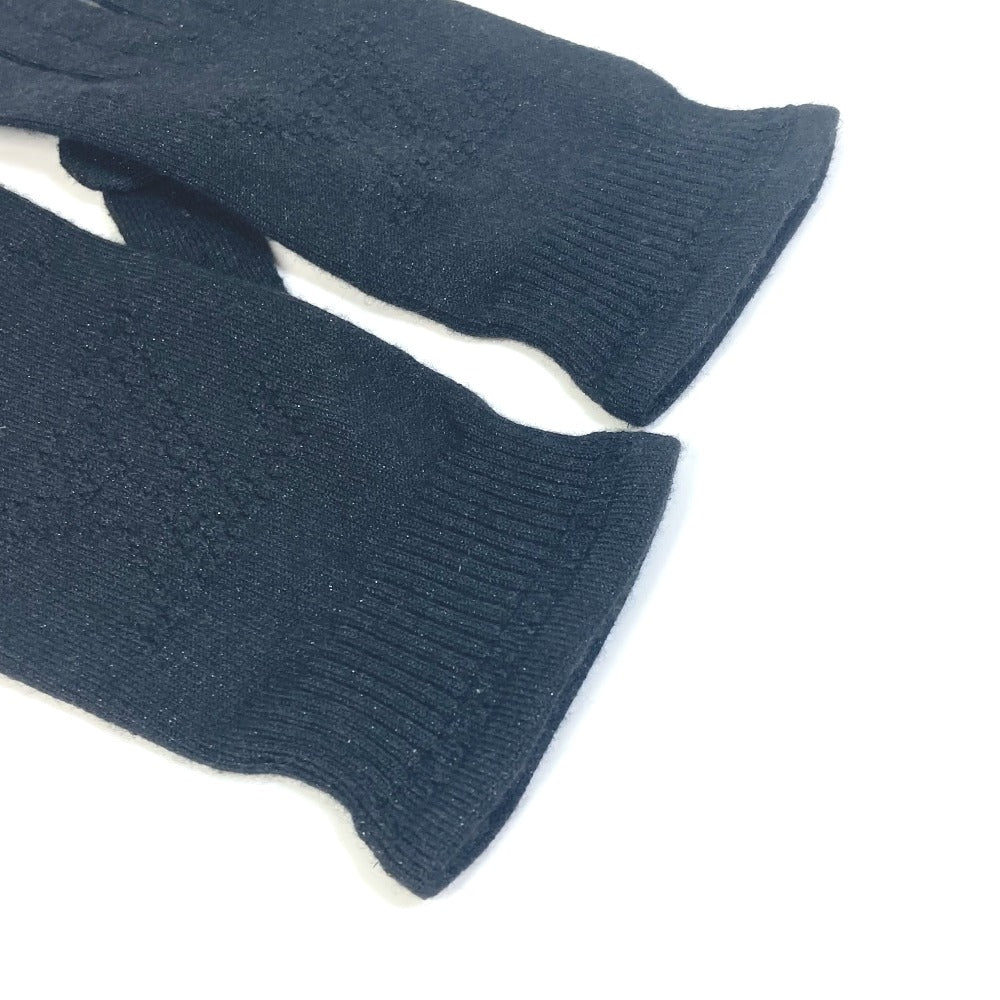 LOUIS VUITTON gloves Cashmere, Metal Fiber, Silk, Nylon, Polyurethane black Perforated LV logo Women