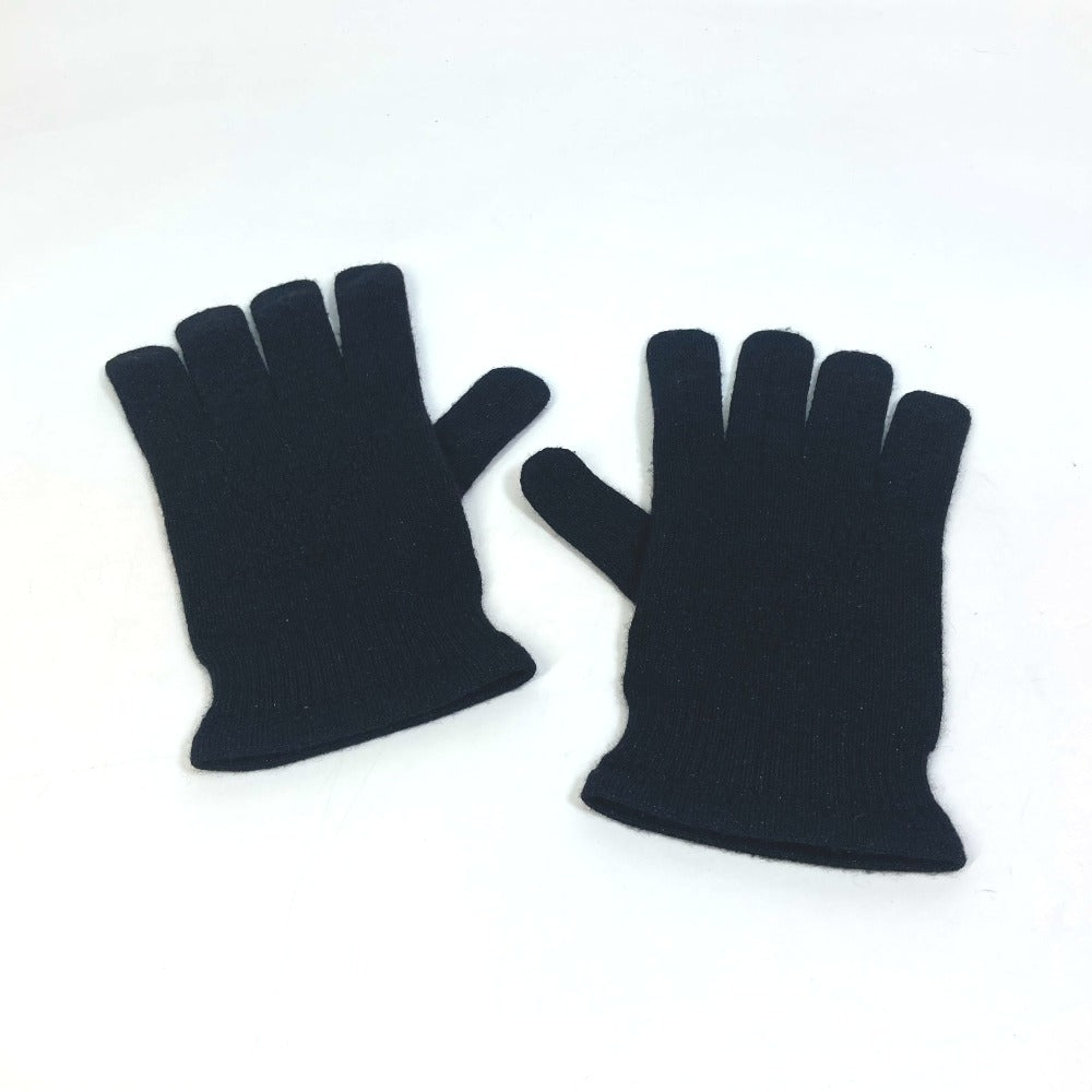LOUIS VUITTON gloves Cashmere, Metal Fiber, Silk, Nylon, Polyurethane black Perforated LV logo Women