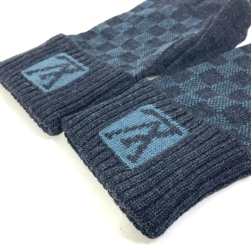 LOUIS VUITTON gloves wool gray Gon Petit Damier mens