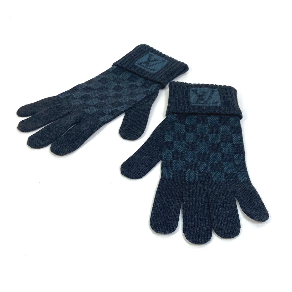 LOUIS VUITTON gloves wool gray Gon Petit Damier mens