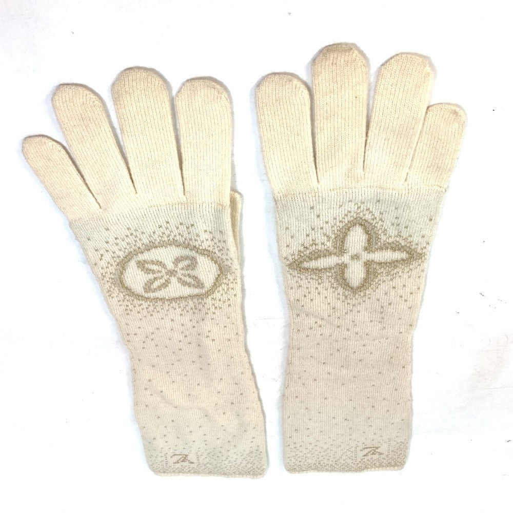 LOUIS VUITTON Glove Cashmere, Acetate Ivorytype logo Gonpoliana glitter LV Women 22âÆâï¿½