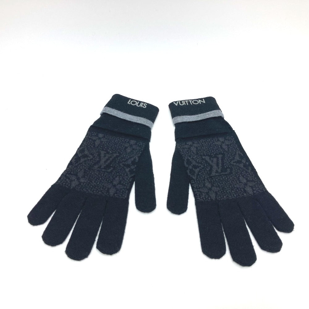 LOUIS VUITTON Glove M73470 wool black Gon My Monogram Eclipse mens