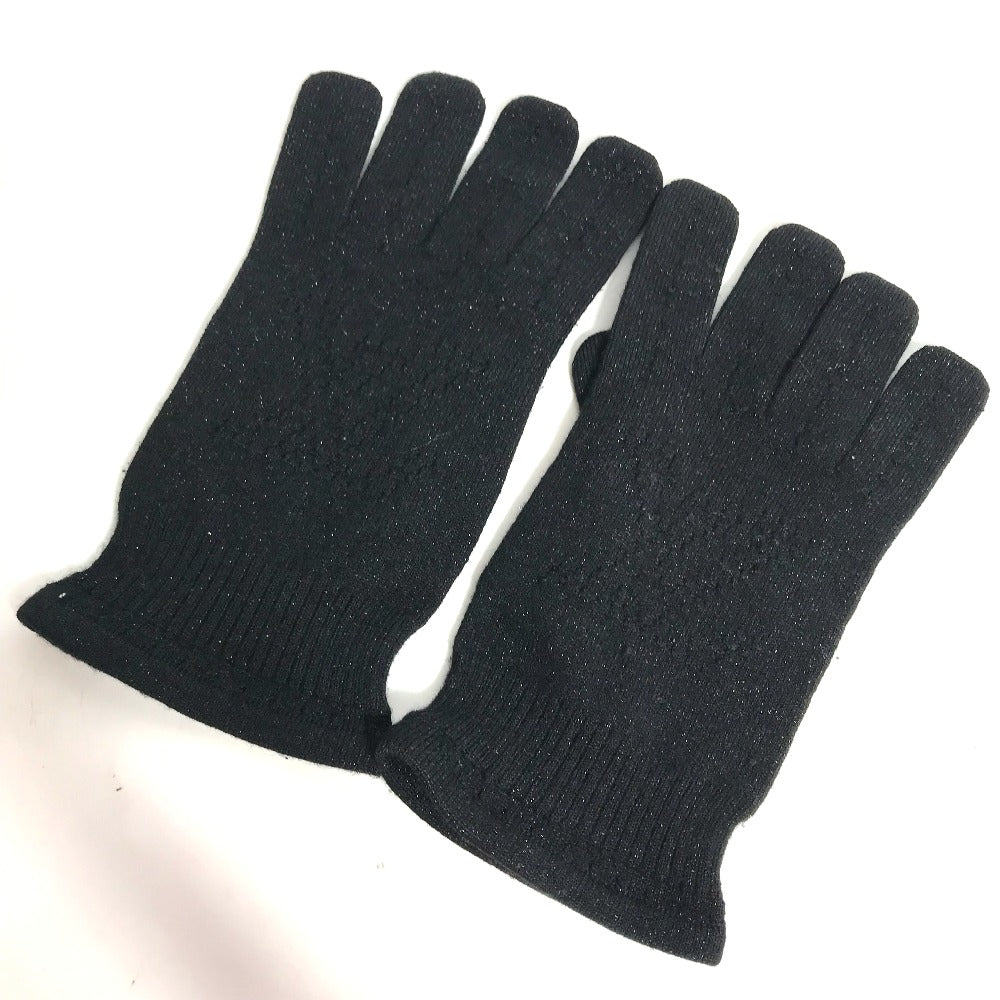 LOUIS VUITTON gloves Cashmere, Silk black knit Monogram lame Women