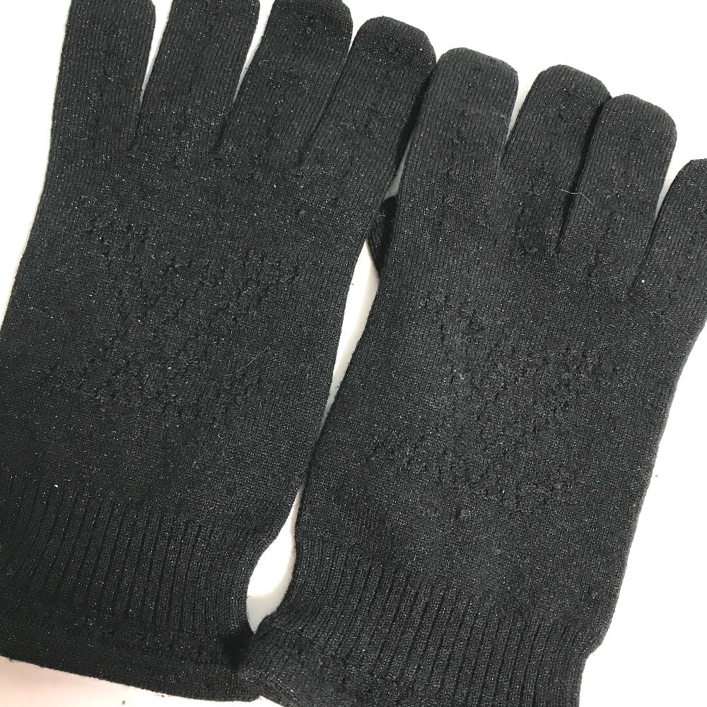 LOUIS VUITTON gloves Cashmere, Silk black knit Monogram lame Women