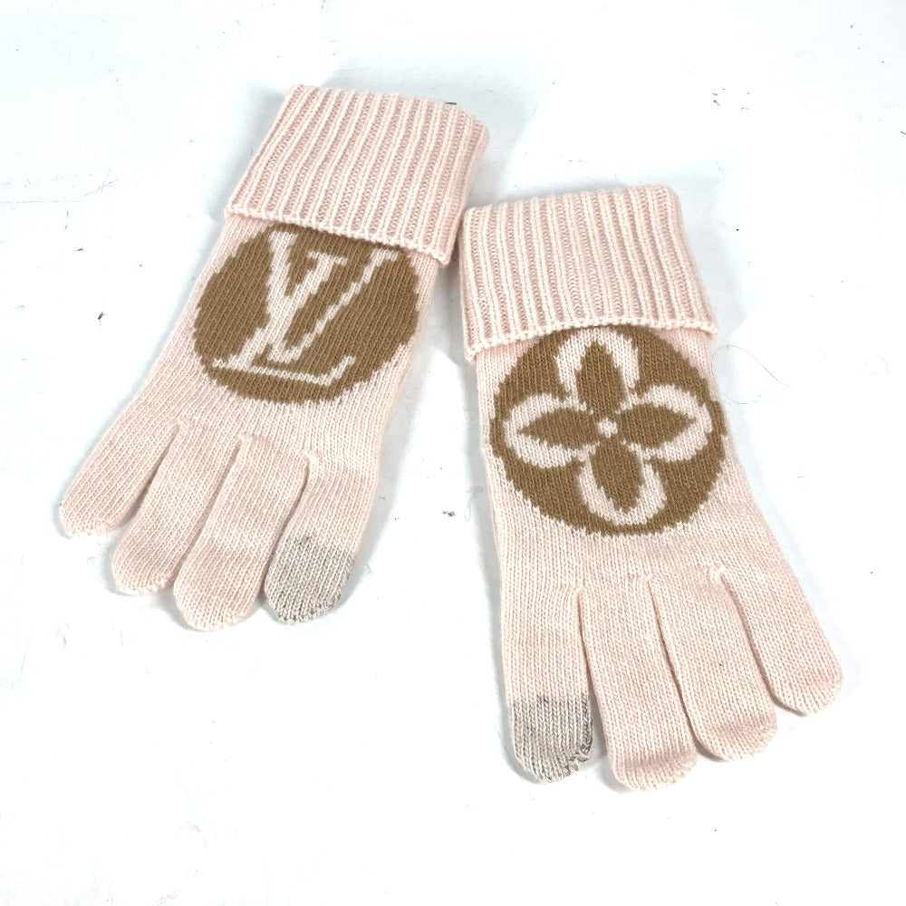 LOUIS VUITTON gloves M79254 wool beige flight mode Globe Maille LV Medallion Women