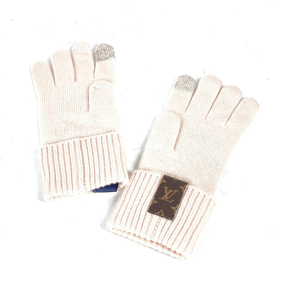 LOUIS VUITTON gloves M79254 wool beige flight mode Globe Maille LV Medallion Women