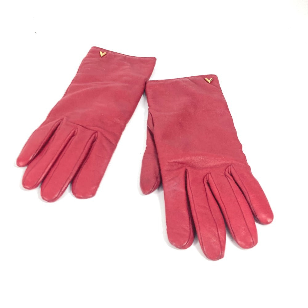 LOUIS VUITTON gloves M75864 leather Red V logo Women