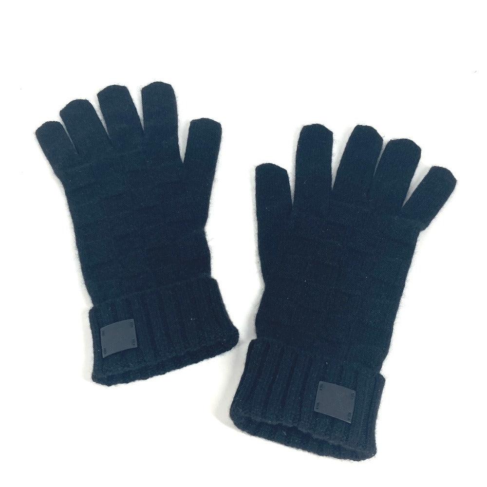 LOUIS VUITTON gloves M72682 cashmere black Leather Patches Gon Helsinki Damier mens