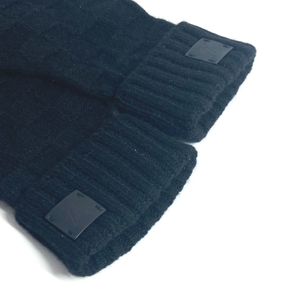 LOUIS VUITTON gloves M72682 cashmere black Leather Patches Gon Helsinki Damier mens