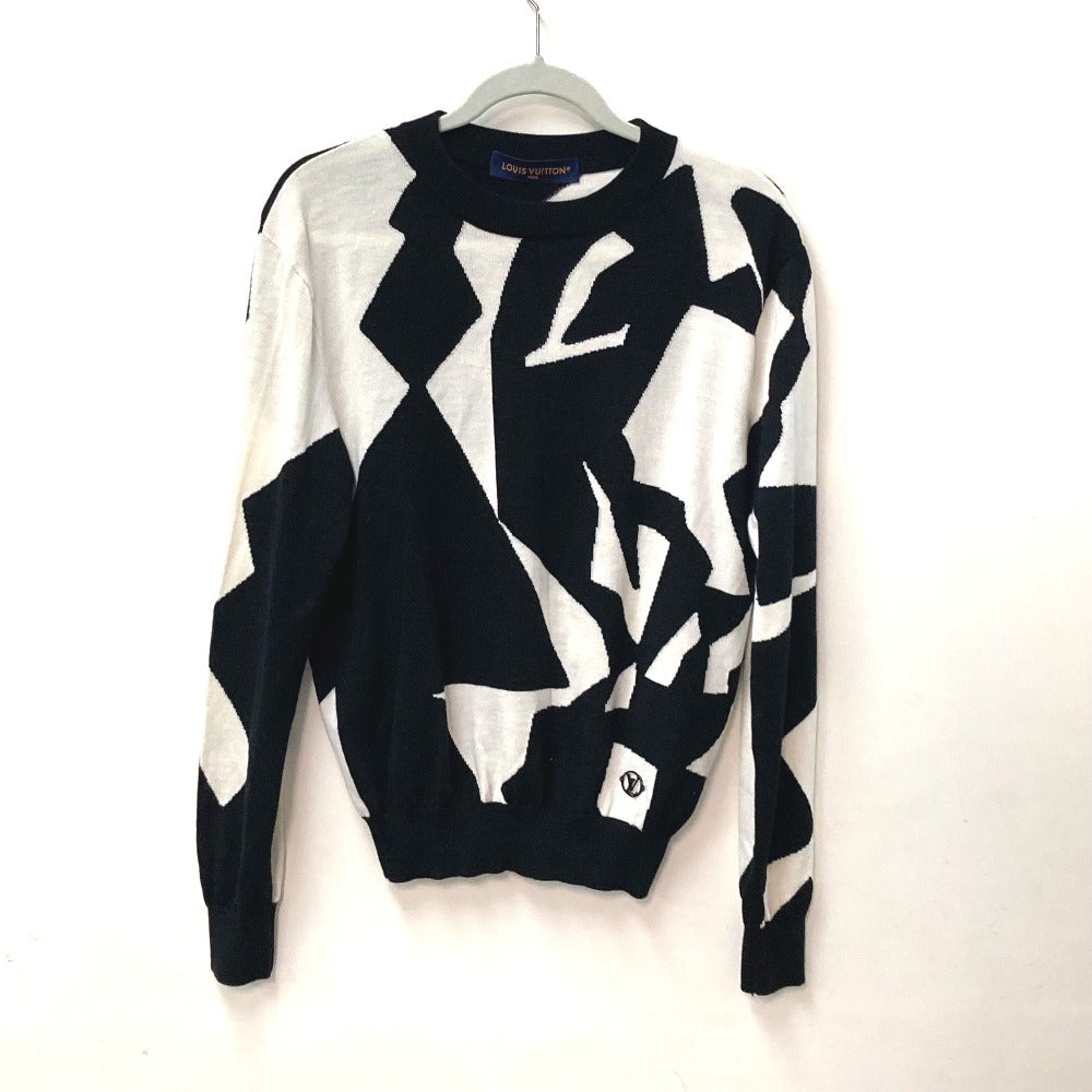 LOUIS VUITTON knit wool white LV Abstract Houndstooth Crew Neck mens XS