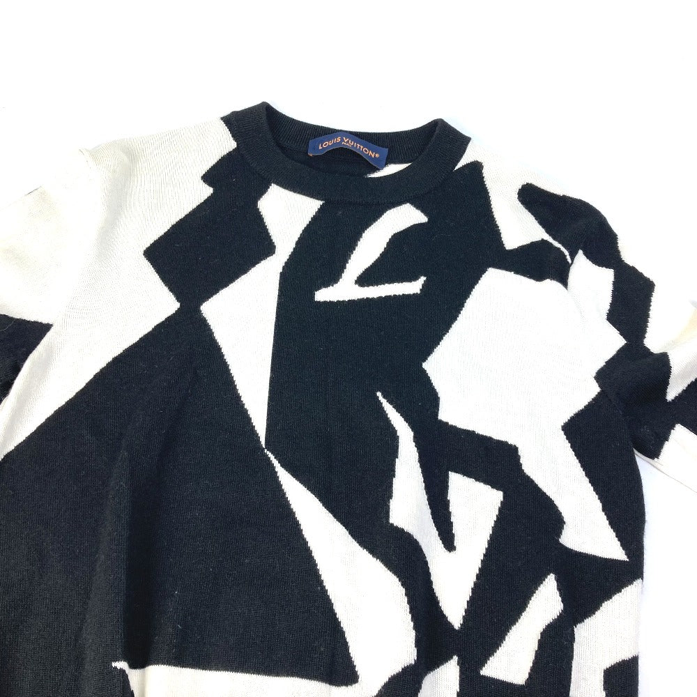 LOUIS VUITTON knit wool white LV Abstract Houndstooth Crew Neck mens XS
