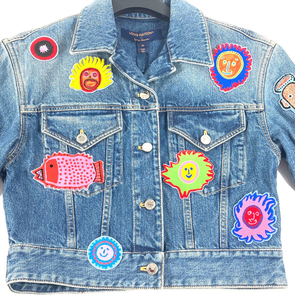 LOUIS VUITTON Jacket cotton blue Kusama Yayoi Collaboration Patch jacket Women 36