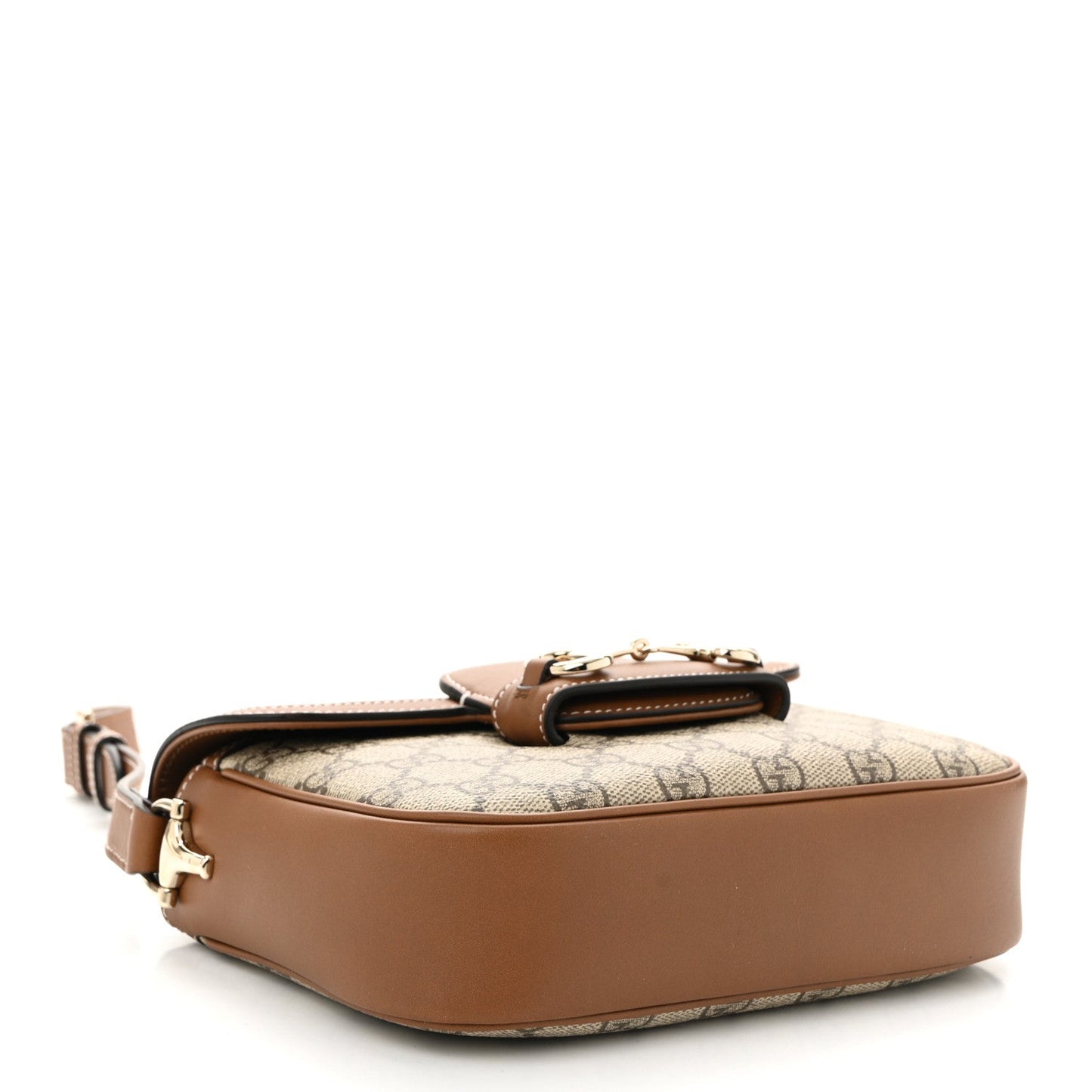 Gucci GG Supreme Monogram Horsebit 1955 Soft Small Shoulder Bag Beige Brown
