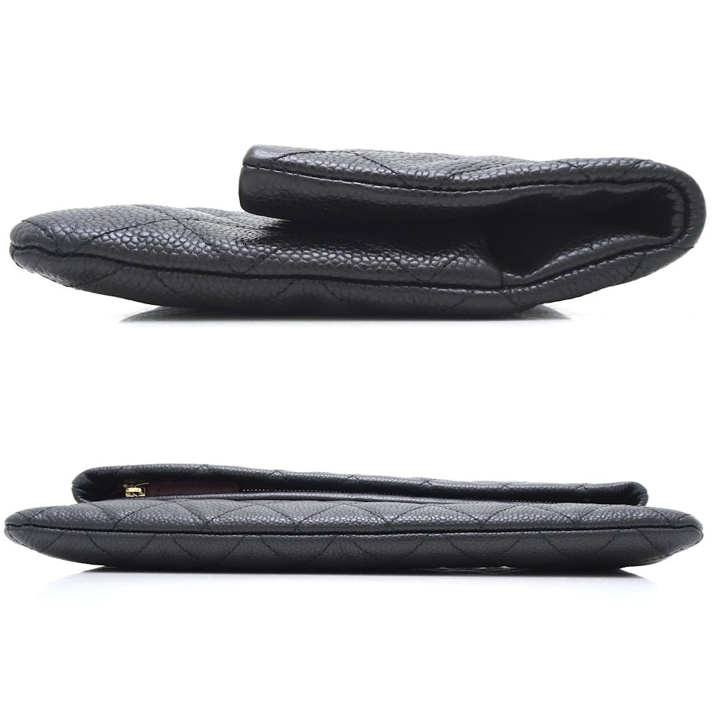 Chanel Clutch Bag Matelasse Caviar Skin Black