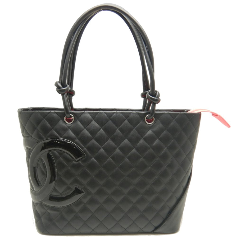 Chanel Cambon Line Tote Leather Enamel Black