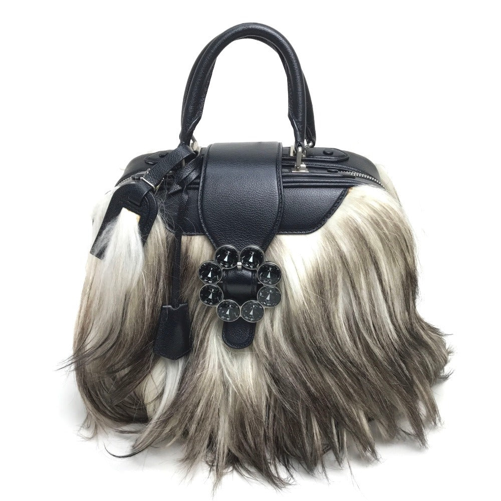 LOUIS VUITTON Handbag M94261 Buffalo leather black fur Trans Siberian PM