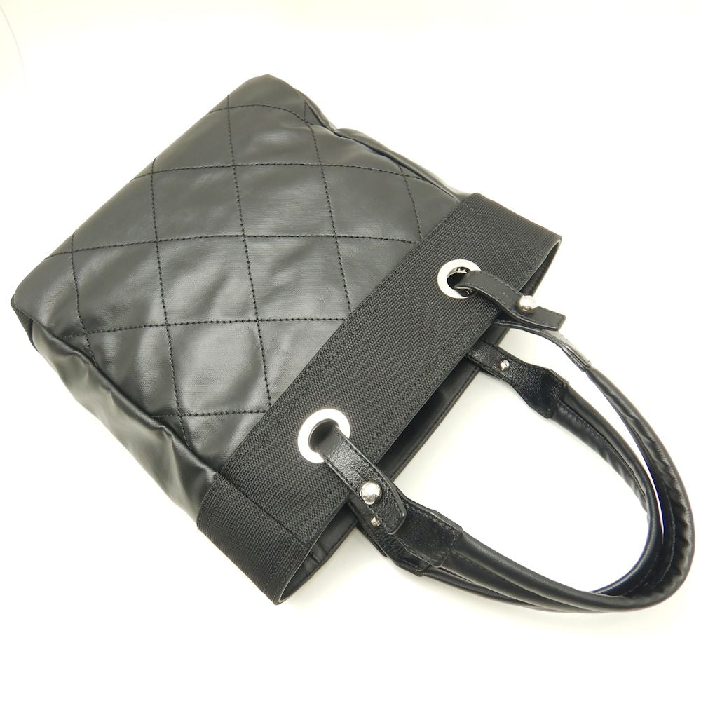 Chanel Paris Biarritz Tote Bag PM PVC Coated Canvas Black
