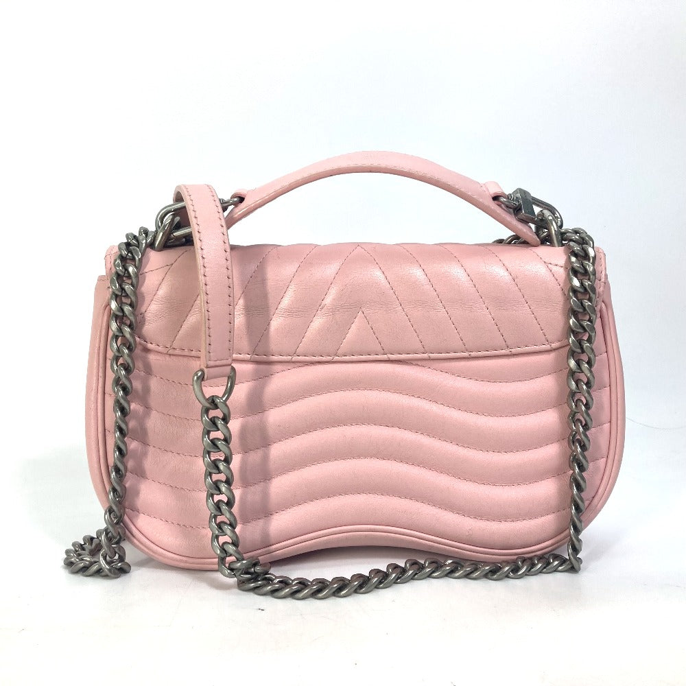 LOUIS VUITTON Shoulder Bag leather pink Crossbody New Wave Chain Bag MM Women