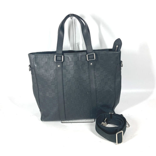 LOUIS VUITTON Tote Bag N41269 Damier Anfini Leather black Damier Anfini Tadao PM mens