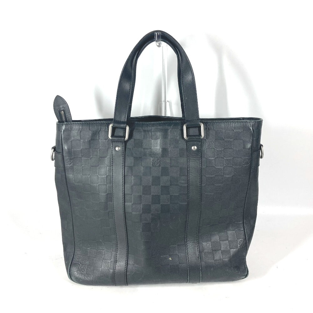 LOUIS VUITTON Tote Bag N41269 Damier Anfini Leather black Damier Anfini Tadao PM mens