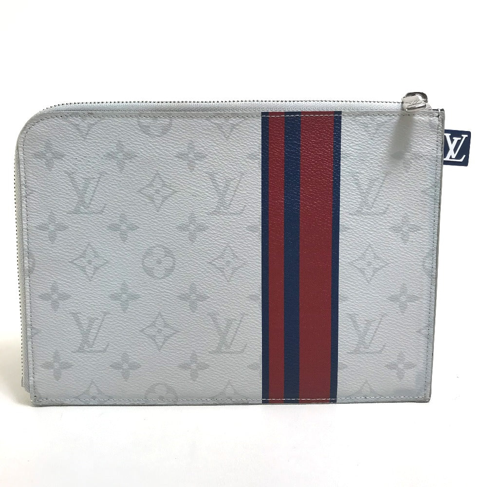 LOUIS VUITTON Clutch bag M61745 Monogram canvas Gray x red x navy Monogram white Pochette Jules PM mens Used