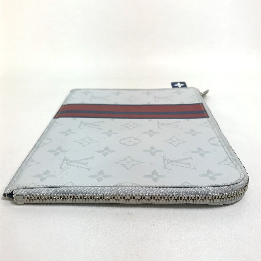 LOUIS VUITTON Clutch bag M61745 Monogram canvas Gray x red x navy Monogram white Pochette Jules PM mens Used