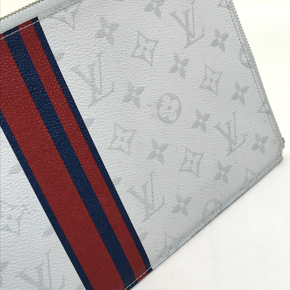 LOUIS VUITTON Clutch bag M61745 Monogram canvas Gray x red x navy Monogram white Pochette Jules PM mens Used