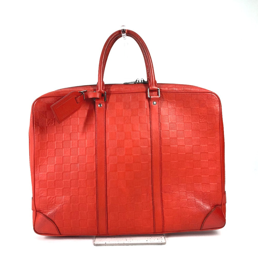 LOUIS VUITTON Business bag Damier Anfini Leather Red Damier Anfini Porto Document Voyage PDV mens
