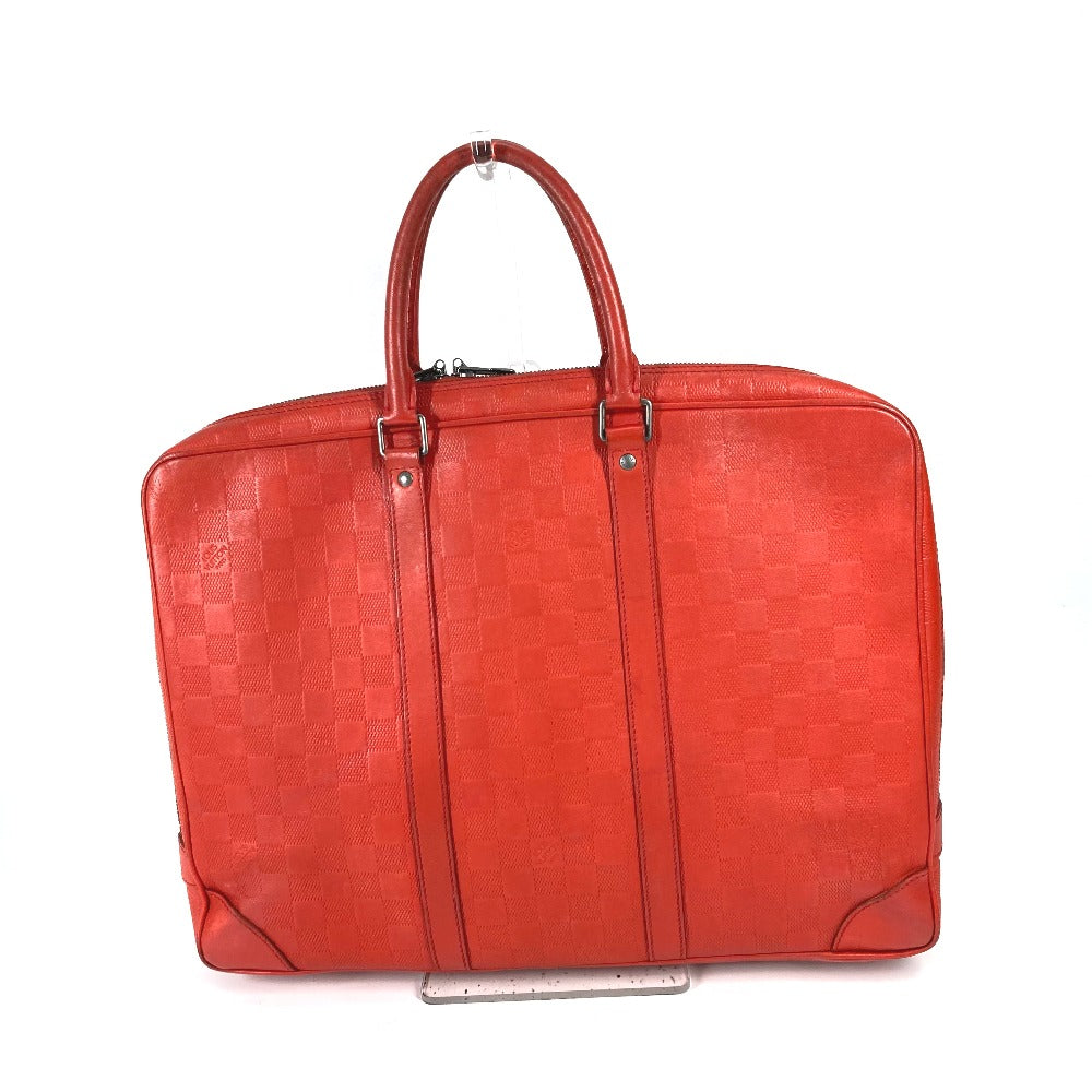 LOUIS VUITTON Business bag Damier Anfini Leather Red Damier Anfini Porto Document Voyage PDV mens