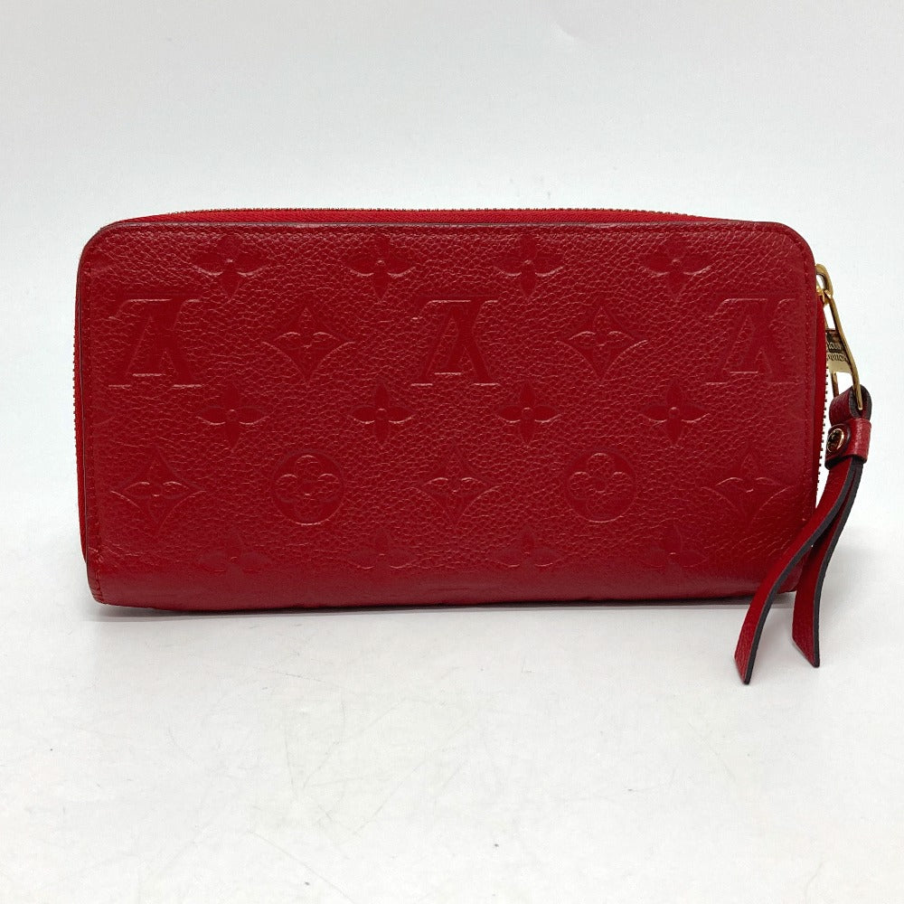 LOUIS VUITTON Long Wallet Purse M61865 Monogram Ann Platt Leather Red Monogram Ann Platt Zippy wallet unisex(Unisex)