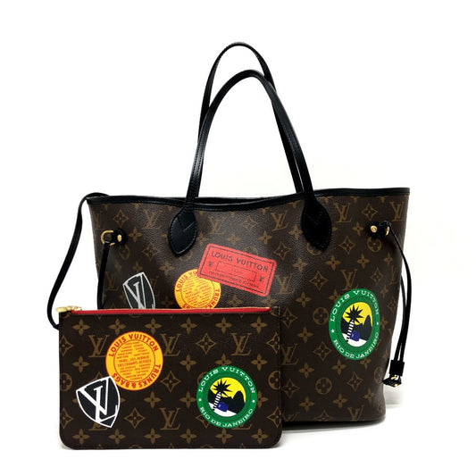 LOUIS VUITTON Tote Bag M42844 Monogram macacer canvas Brown World tour Neverfull MM