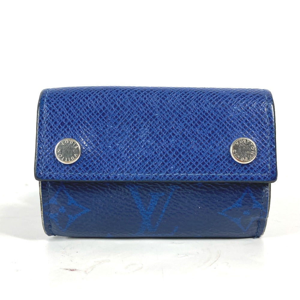 LOUIS VUITTON Trifold wallet M67620 Taiga Leather, Monogram Canvas blue Taigalama Discovery Compact Wallet mens