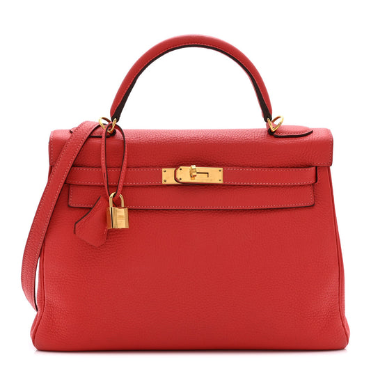 Hermes Togo Kelly Retourne 32 Rouge Pivoine