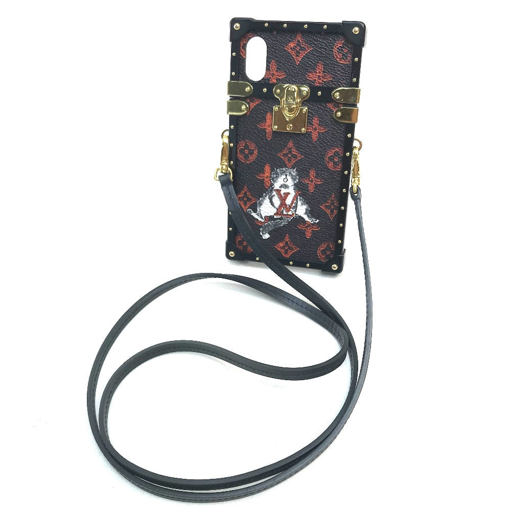 LOUIS VUITTON iPhone case M63891 Monogram canvas Black x orange Transformed monogram Eye Trunk Catgram Women