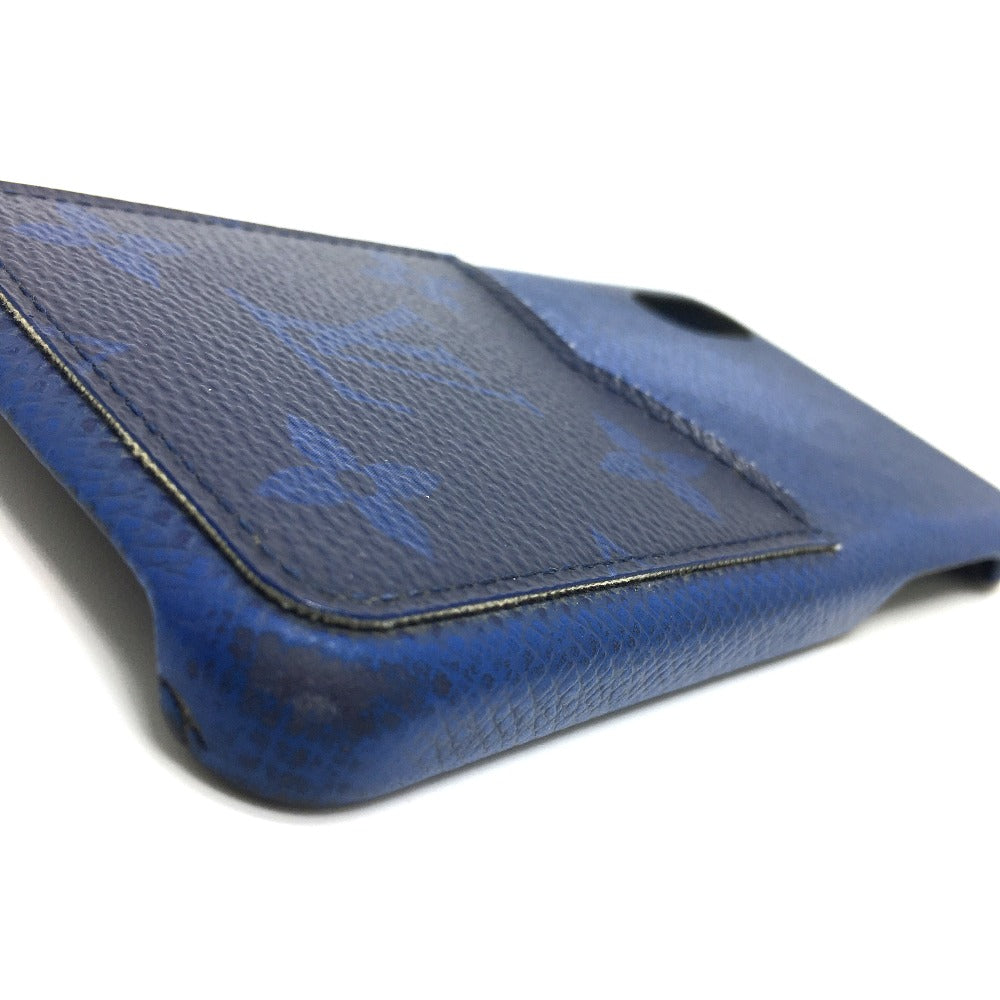 LOUIS VUITTON iPhone case M67680 Taiga Leather, Monogram Canvas blue Taigalama IPHONE / Bumper XS mens(Unisex)