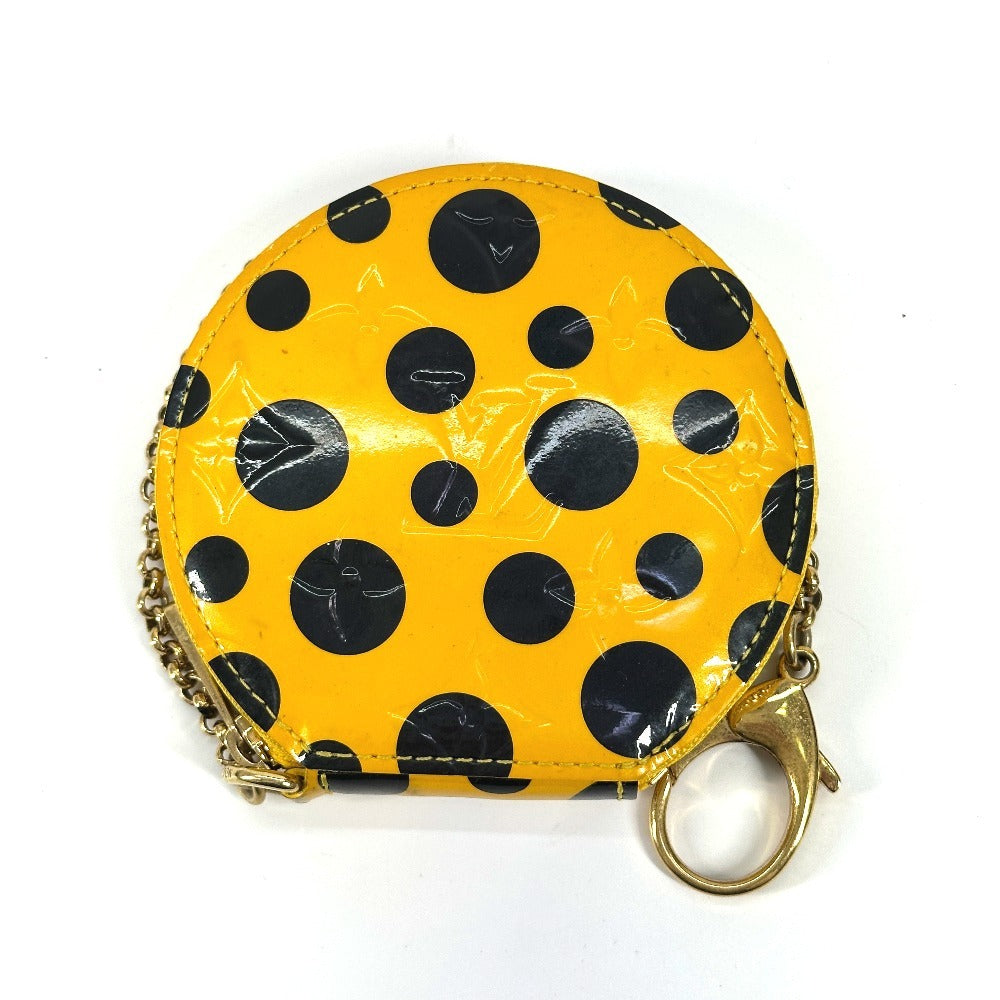 LOUIS VUITTON Coin case M91569 Patent leather yellow Vernis Yayoi Kusama collaboration Porto Monet Chapeau Women