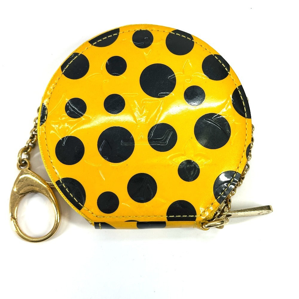 LOUIS VUITTON Coin case M91569 Patent leather yellow Vernis Yayoi Kusama collaboration Porto Monet Chapeau Women