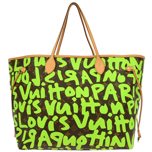 Louis Vuitton 2009 Green Monogram Graffiti Neverfull GM Tote Bag M93703