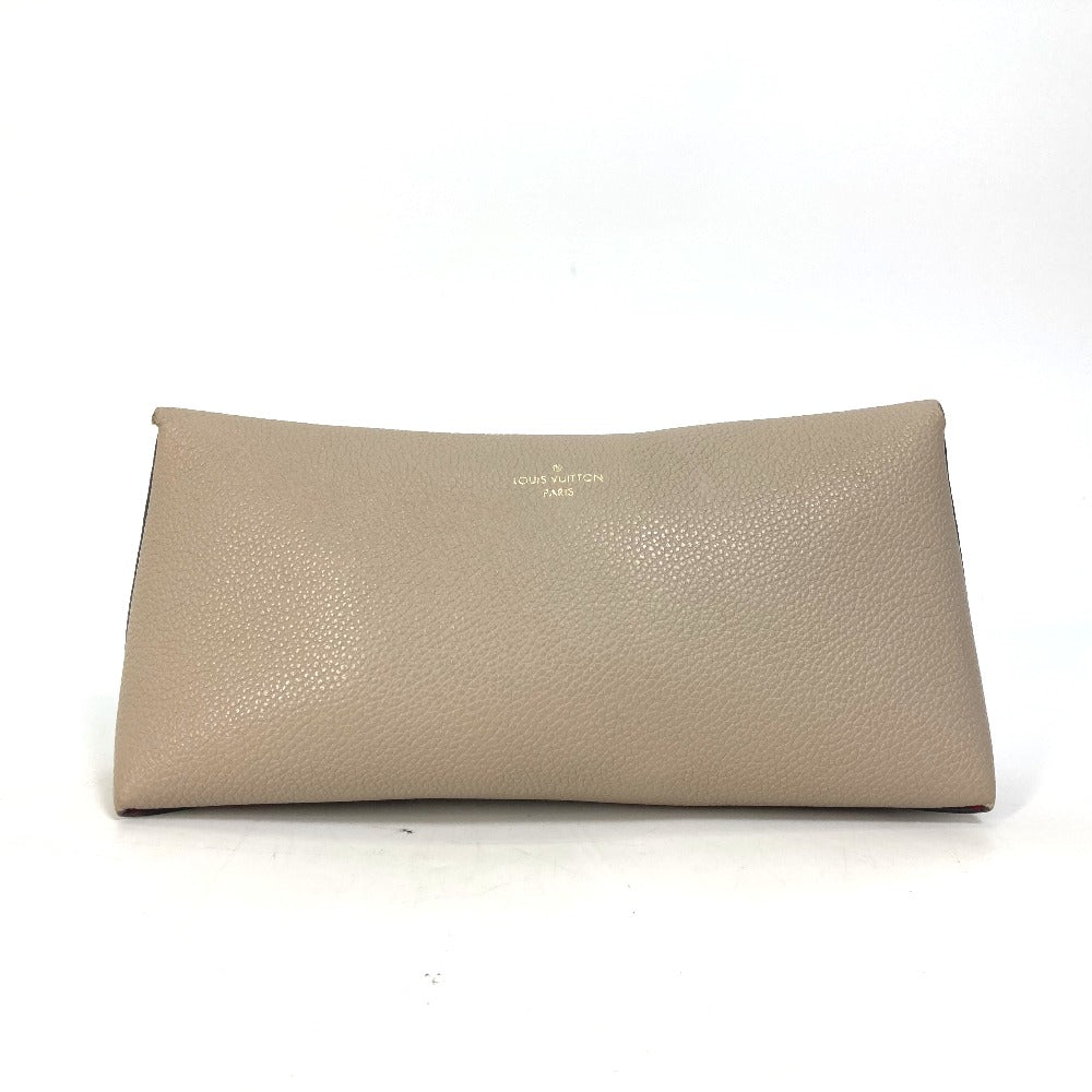 LOUIS VUITTON Pouch leather beige pouch with flap Pochette Rivet GM Women