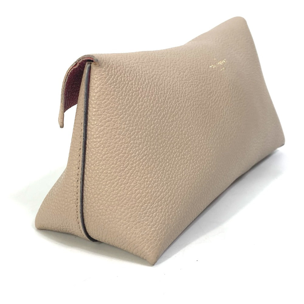 LOUIS VUITTON Pouch leather beige pouch with flap Pochette Rivet GM Women