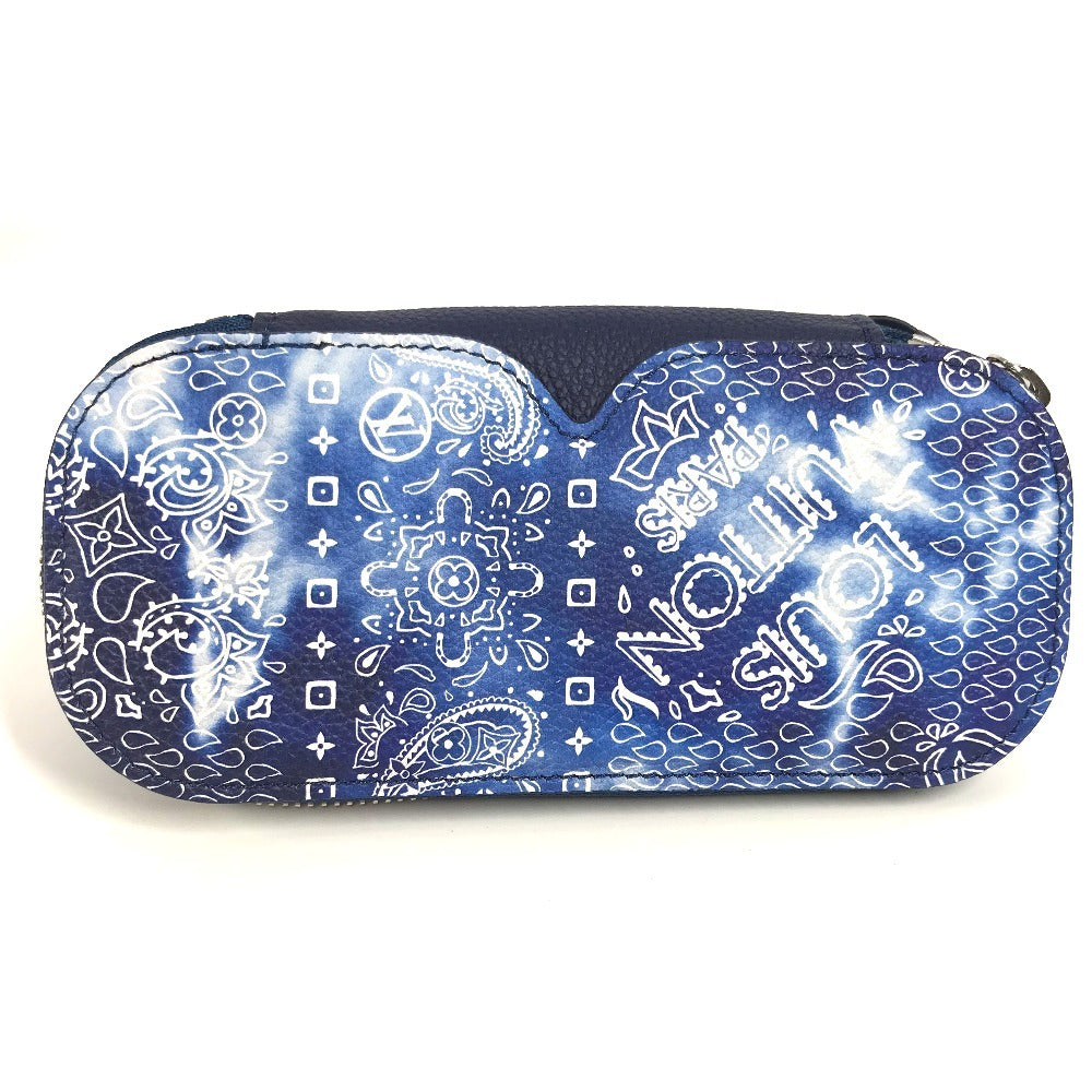 LOUIS VUITTON glasses case GI0764 leather blue monogram bandana Etui Lunet GM unisex(Unisex)